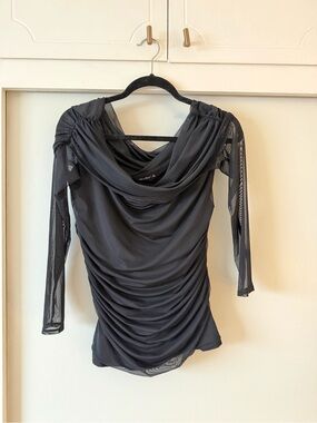 Abercrombie & Fitch Black Sheer Mesh Long Sleeve Top